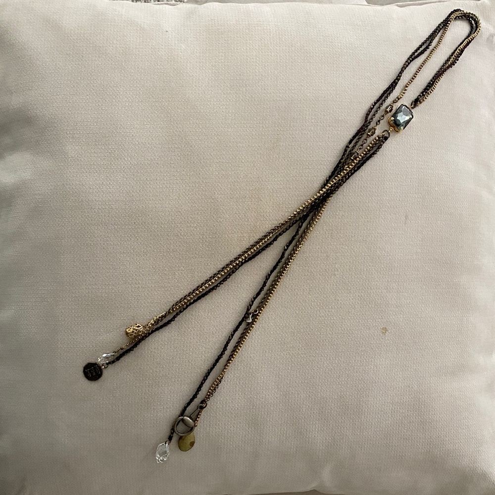 Elegant Handmade Gold and Black Lariat  Necklace